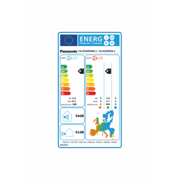 Panasonic z25UFE luft til luft varmepumpe gulvmodel energimærke