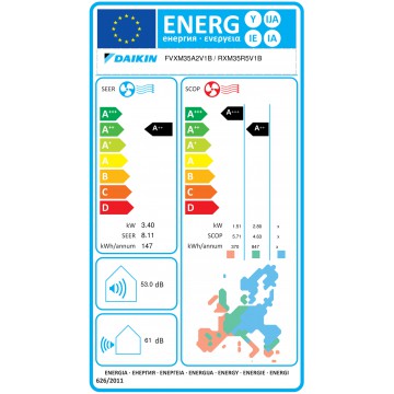 Daikin gulvmodel varmepumpe Perfera 35 energimærke