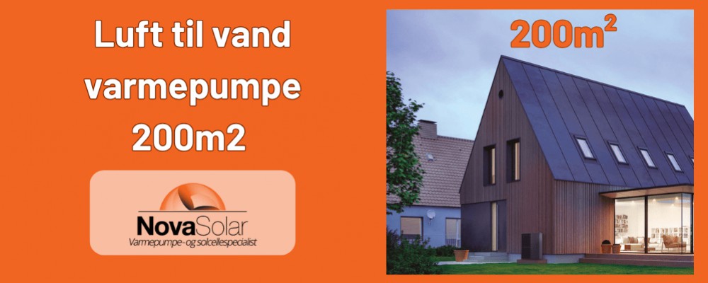 Luft til vand varmepumpe 200m2