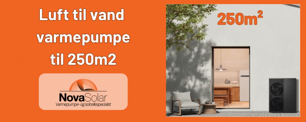Luft til vand varmepumpe 250m2